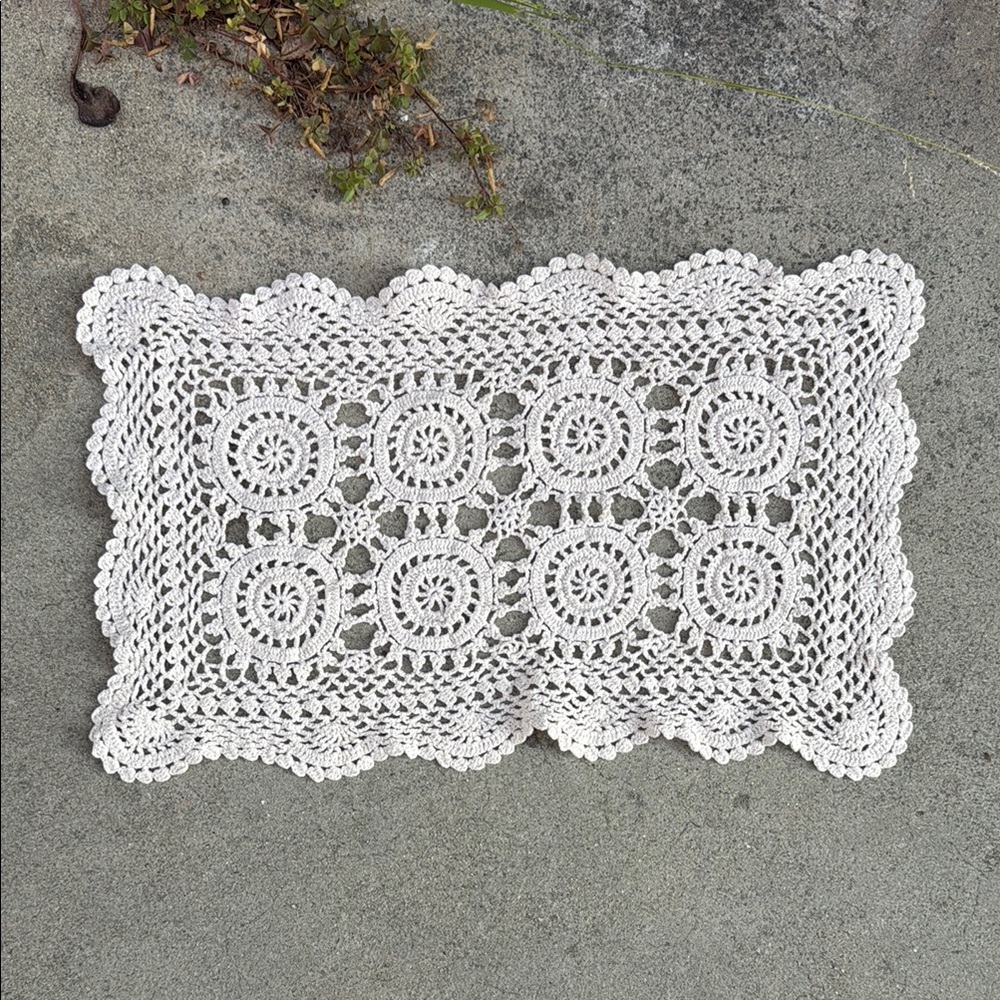 Vintage Handmade Crochet Square Doily